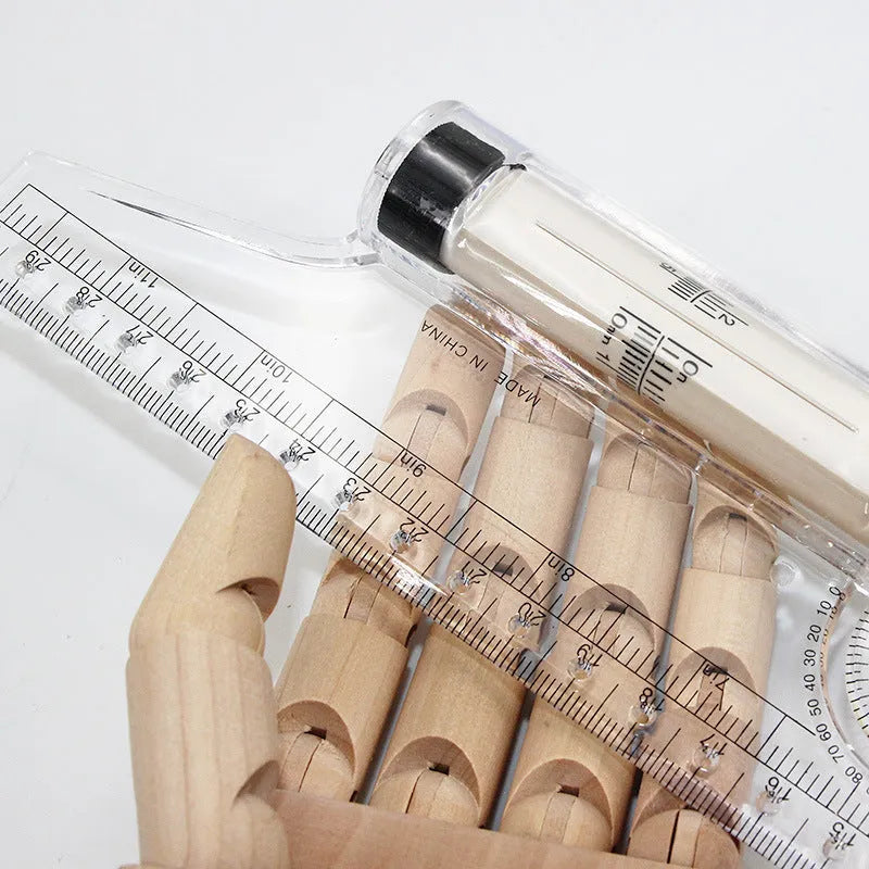 30cm plastic rolling ruler with multifunctional drawing features including rollers, angle rapporteur, and hole line guide