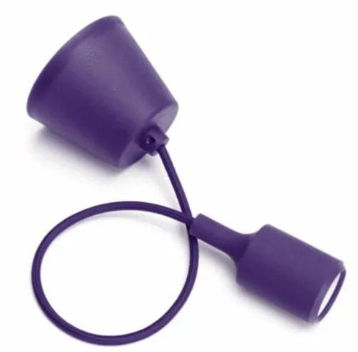 Colourful silicone ceiling pendant light holder with E27 socket and wire for DIY installation