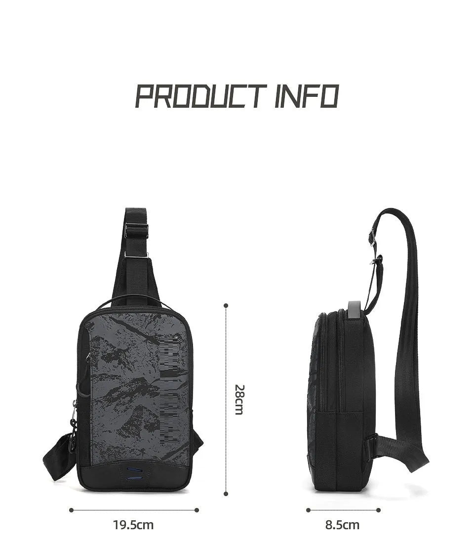 Casual black TPU chest bag with a single shoulder strap and soft handle.
