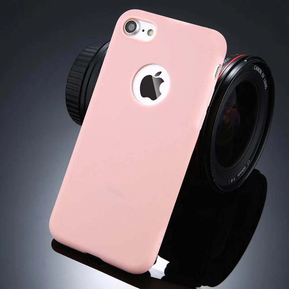 Soft silicone TPU phone case for iPhone in candy colours showing plain back design