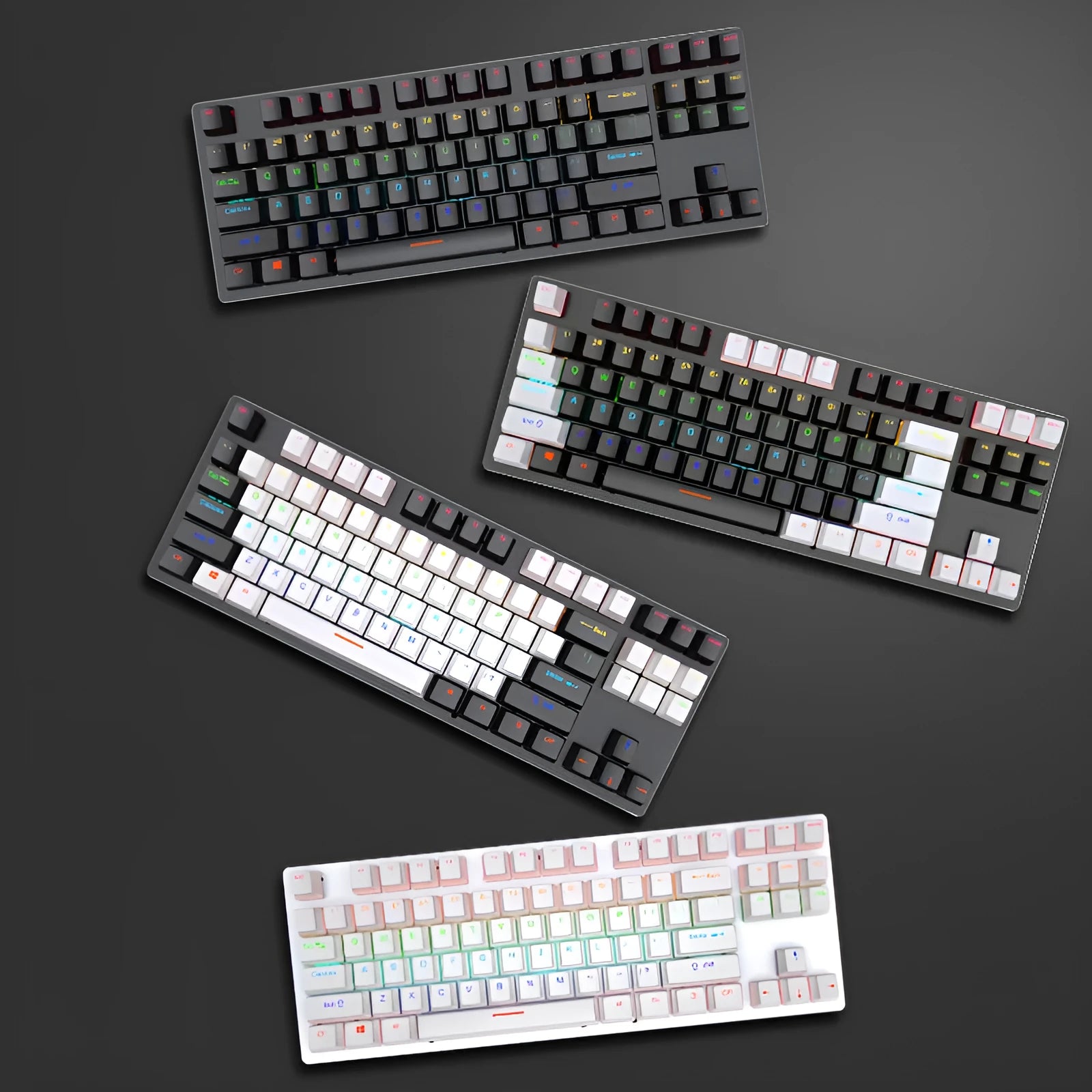 Crack K550 wired mechanical keyboard with 87 green axis keys and USB cable