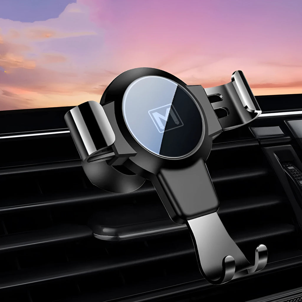Black S4 gravity mirror ABS mobile phone bracket attached to car air conditioning vent holding smartphone