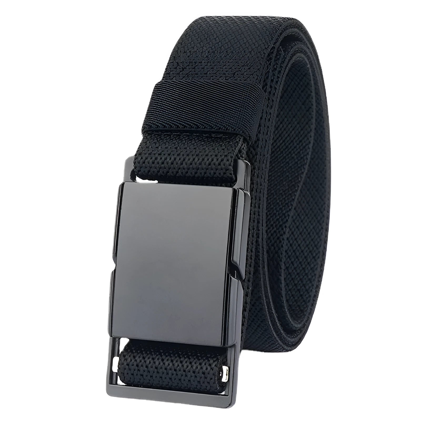 Casual metal magnetic buckle belt with polyester strap in army green colour.