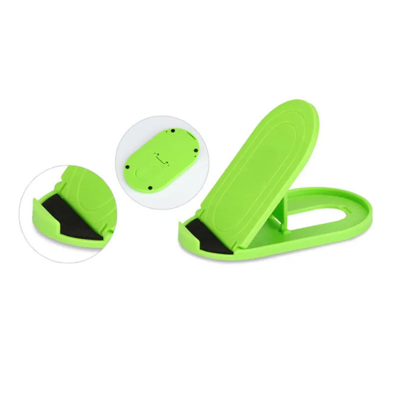 Plastic mobile phone stand in six colours showing 360-degree rotation feature
