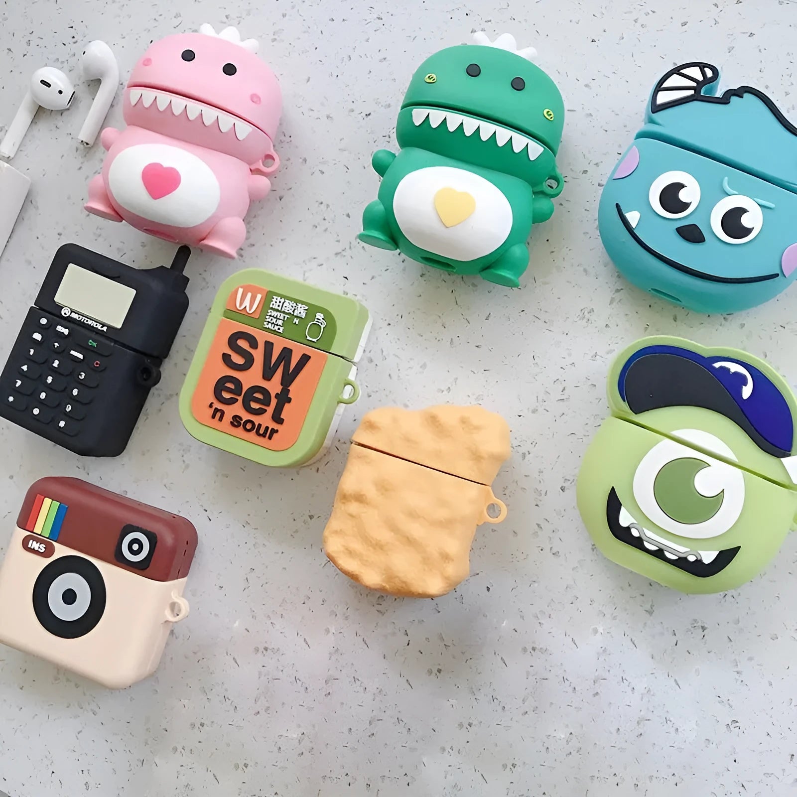 Silicone protective case for Apple AirPods with animal cartoon design in multiple colour options