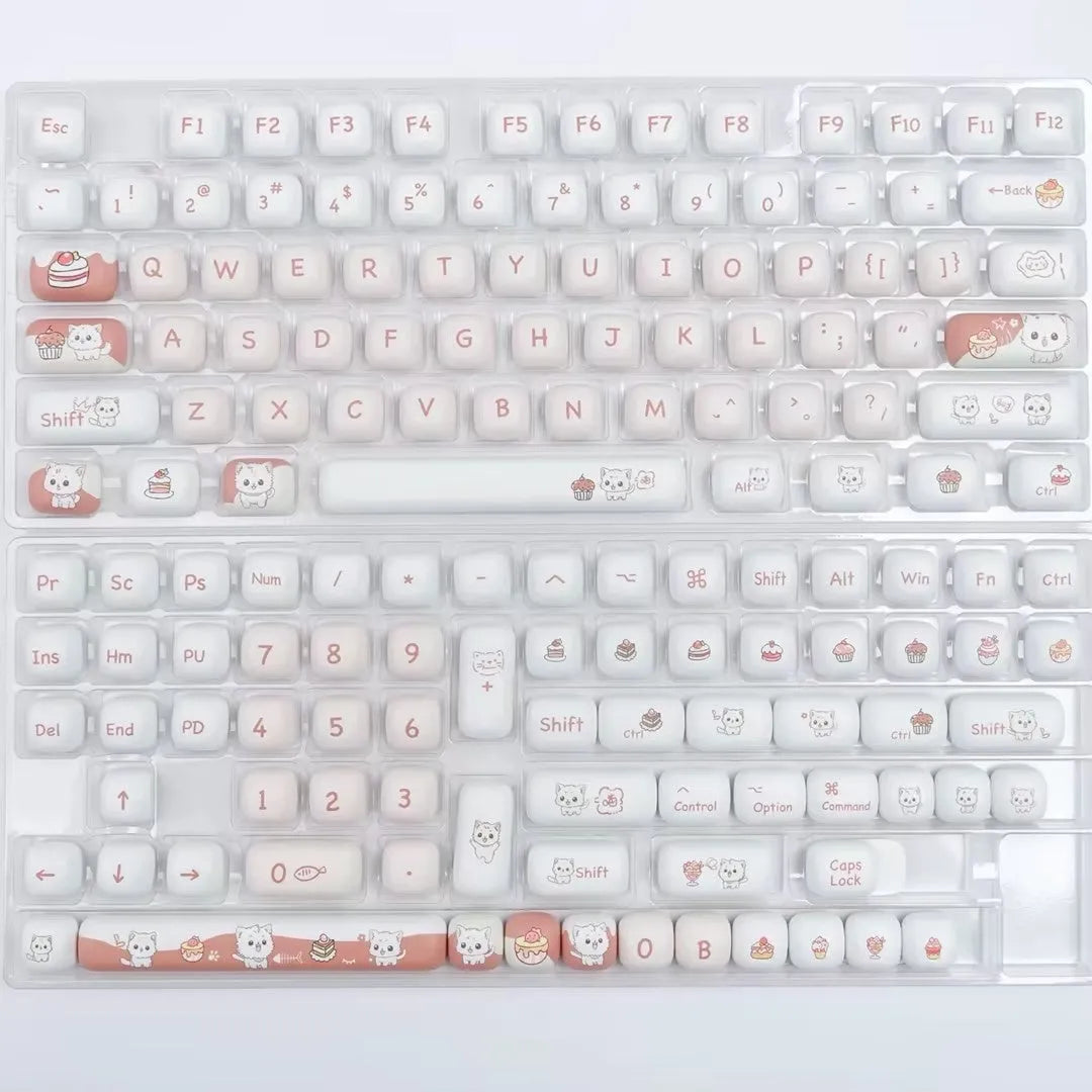 Dessert cat cartoon mechanical keyboard key cap set with MOG round design