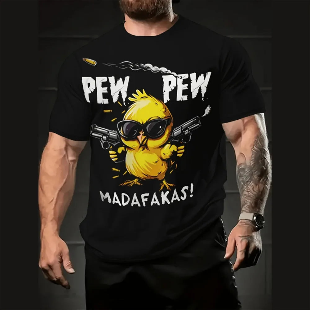 Men's loose fit cartoon 3D printed short sleeve t-shirt in milk silk fabric
