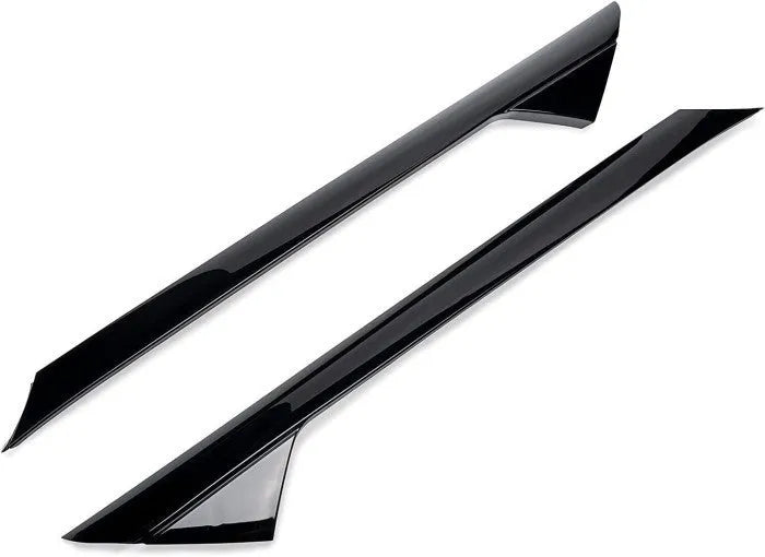 Gloss black Ford front windshield trim panel set with product codes BB5Z-7803144-AA and BB5Z-7803145-AA