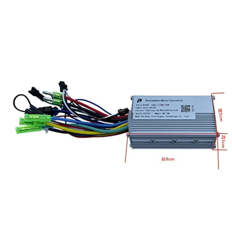 6-tube electric bicycle controller measuring 9x5x3cm for 24V 36V 48V systems up to 350W