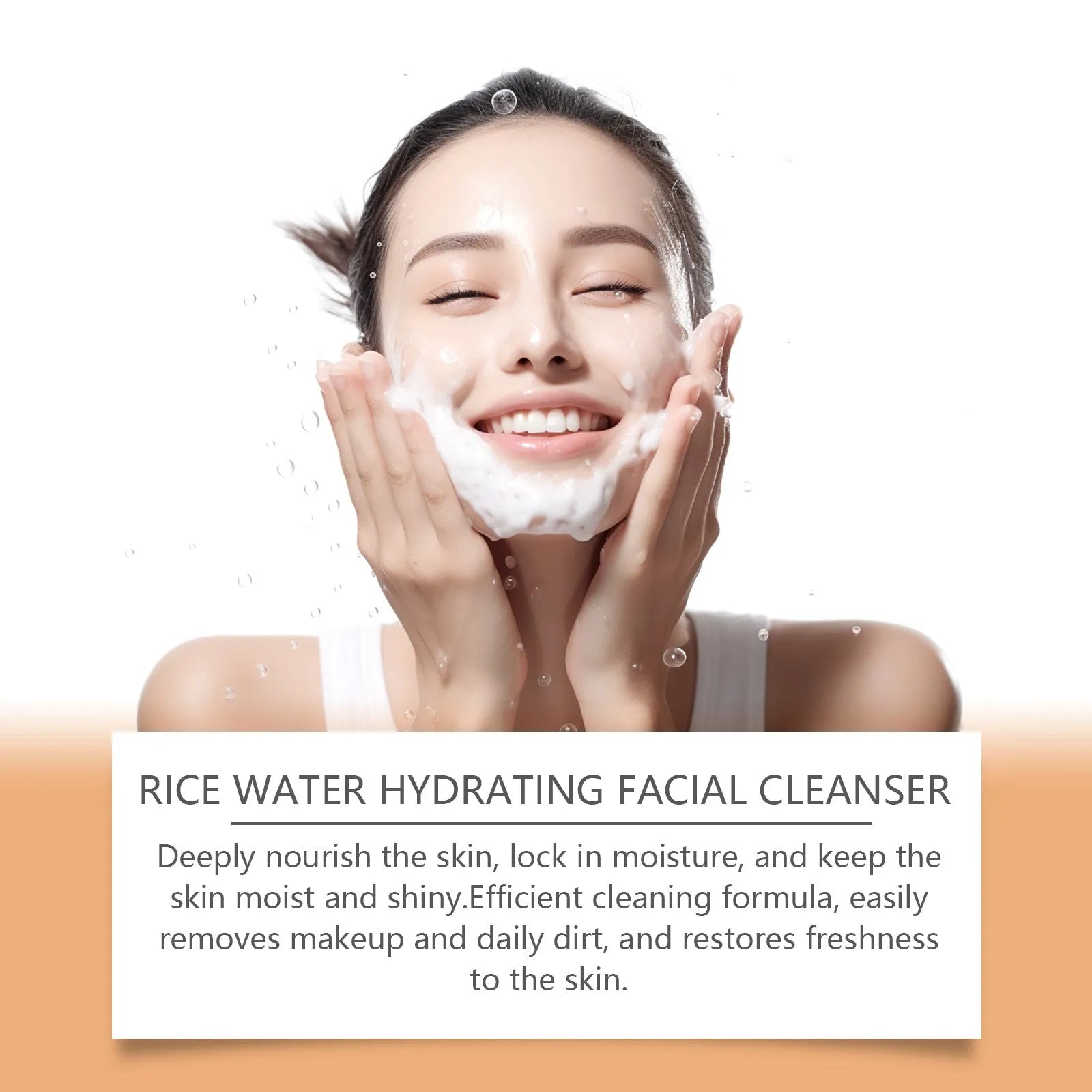60ml tube of gentle rice facial cleanser with sodium hyaluronate and vitamin E
