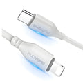 White USB-C to Lightning charging cable for iPhone, 1 metre length