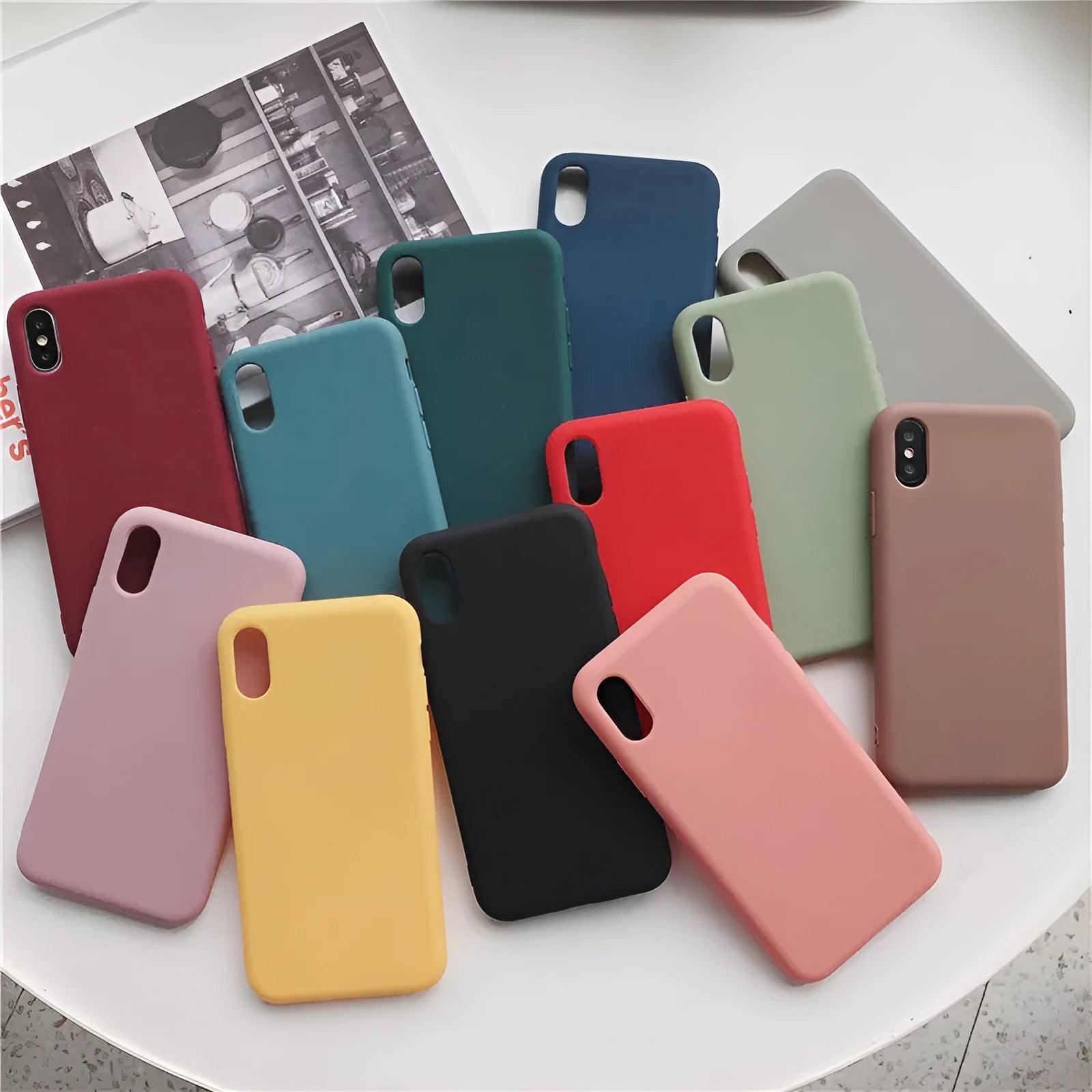 Silicone iPhone case for XR and XS Max in various colours including bean green and rose gold