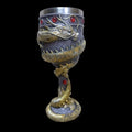 Chinese dragon design red wine glass with 3D stainless steel detailing and 200ml capacity in gold colour