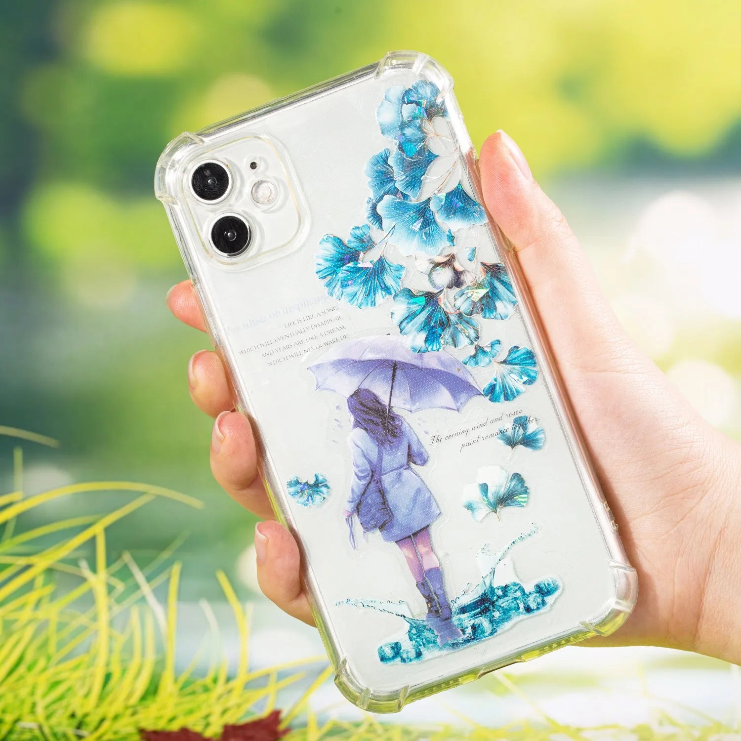 Roll of Deciduous Poetry Series decorative stickers showing leaf patterns including ginkgo and maple leaves.