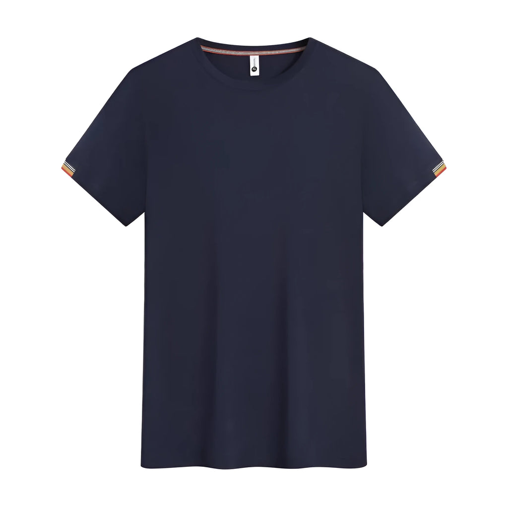 Men's round neck ice fibre work shirt in chemical fibre blend available in seven colours with Asian sizing