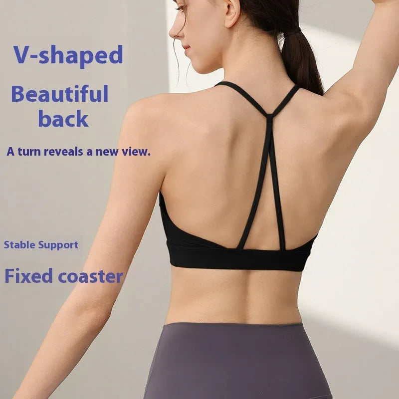 Women's Nylon sports vest with double shoulder straps in various colours for running and yoga