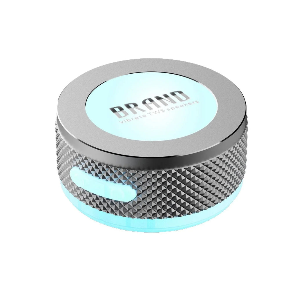 Small wireless bone conduction speaker with magnetic suction box and colour LED light in blue
