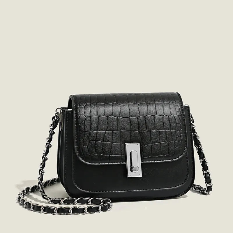 Women's soft PU leather shoulder bag in horizontal square shape with mobile phone pocket