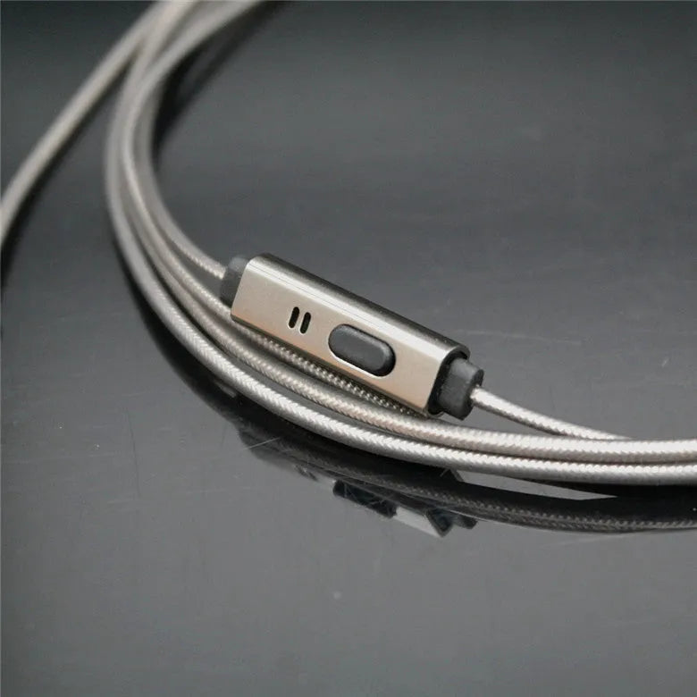 846 titanium grey metal earphones with removable cable and aluminium foil TPE wire