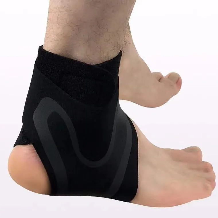 Ankle support brace showing right and left foot sizing options for sports protection