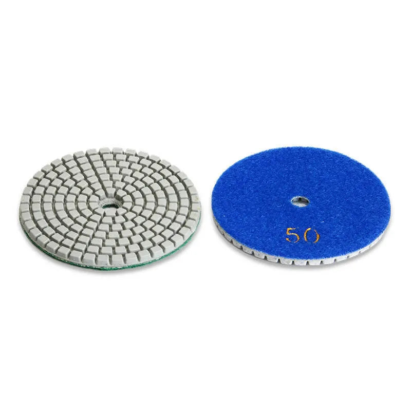 Set of 10 stone polishing pads with 80mm diameter and 10mm centre hole