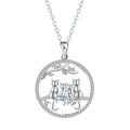 Women's copper necklace with four kitten pendant on cross chain, electroplated finish