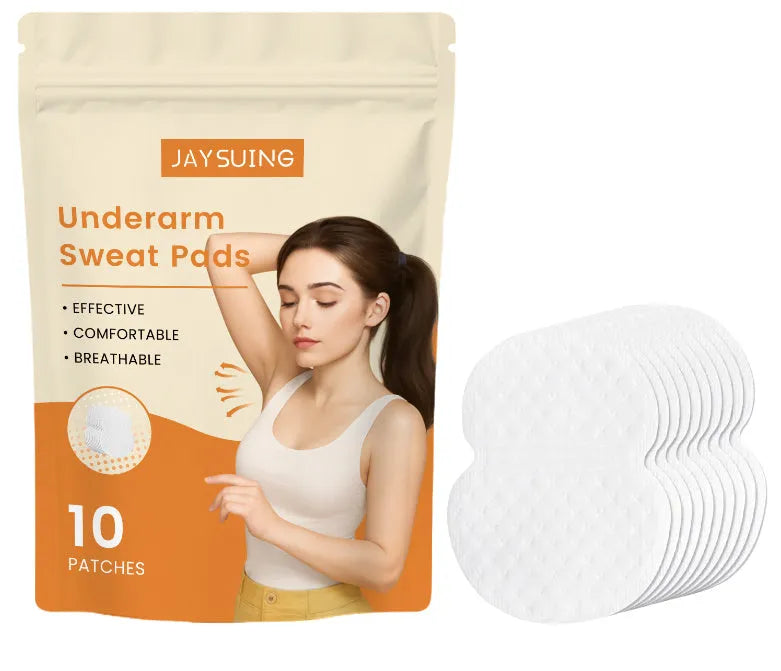 Pack of 10 underarm sweat absorbing patches with adhesive backing for clothing protection