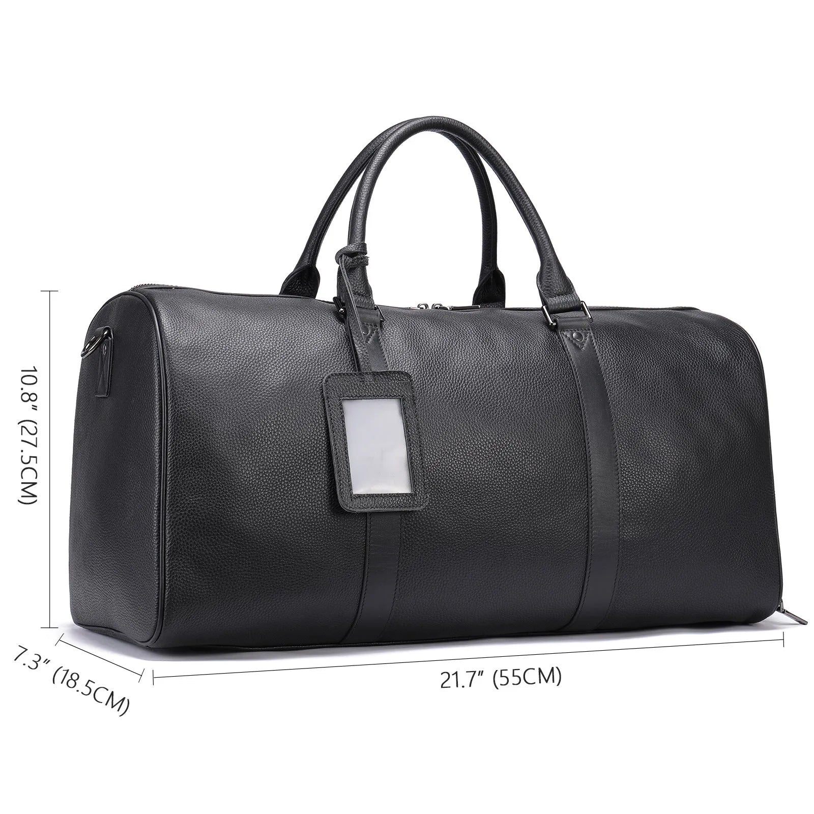Men's black and coffee leather tote bag in 44cm and 55cm lengths with single strap