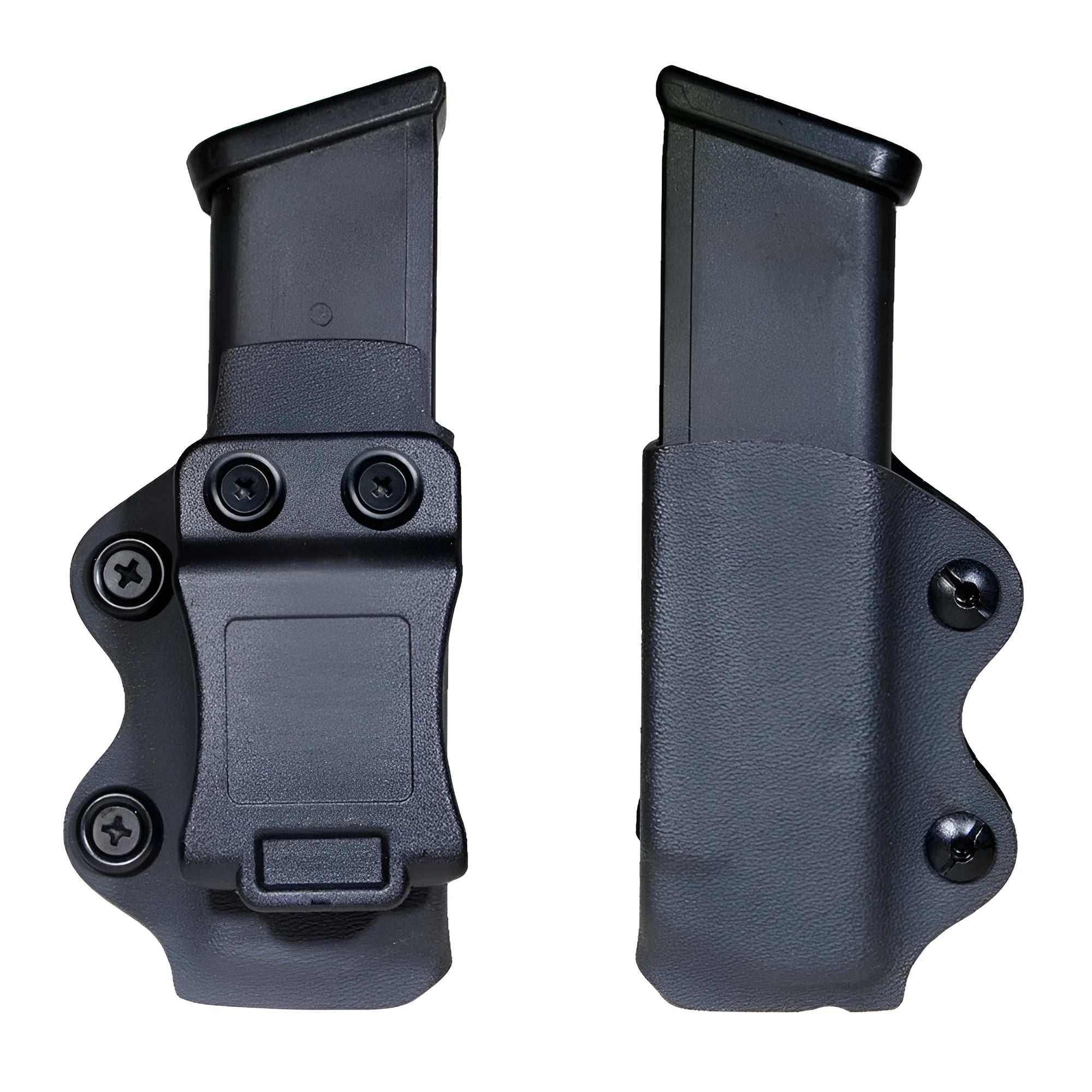 Black nylon right-hand pistol magazine pouch on belt, 9.5x5.5x4cm for airsoft hunting
