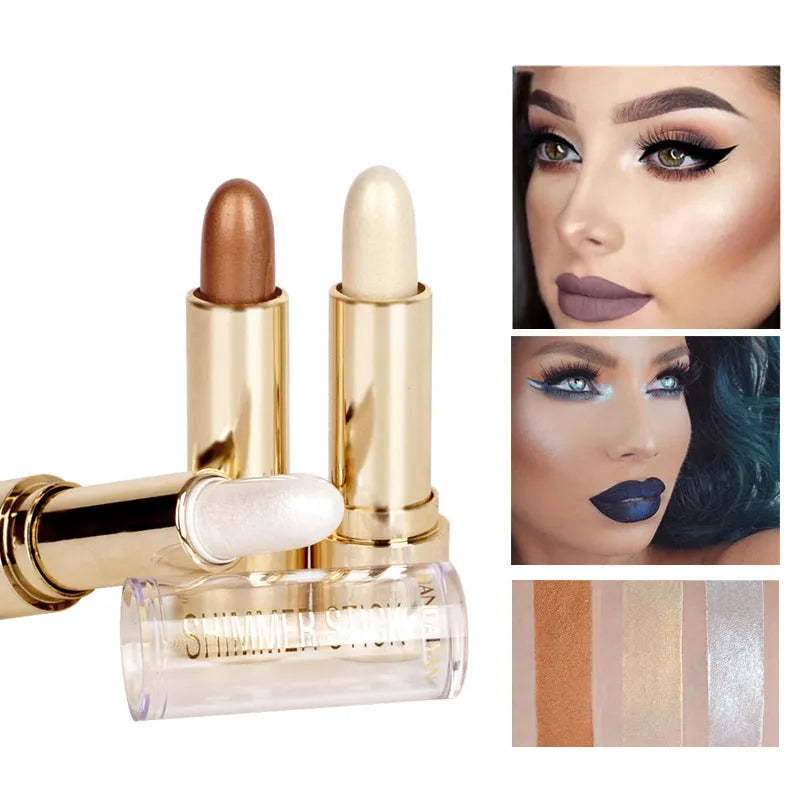 Three-dimensional makeup contour stick highlighter in Ivory White with creamy formula for face shaping