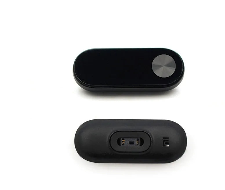 Black Xiaomi Mi Band 2 smart fitness bracelet with OLED display on adjustable wrist strap