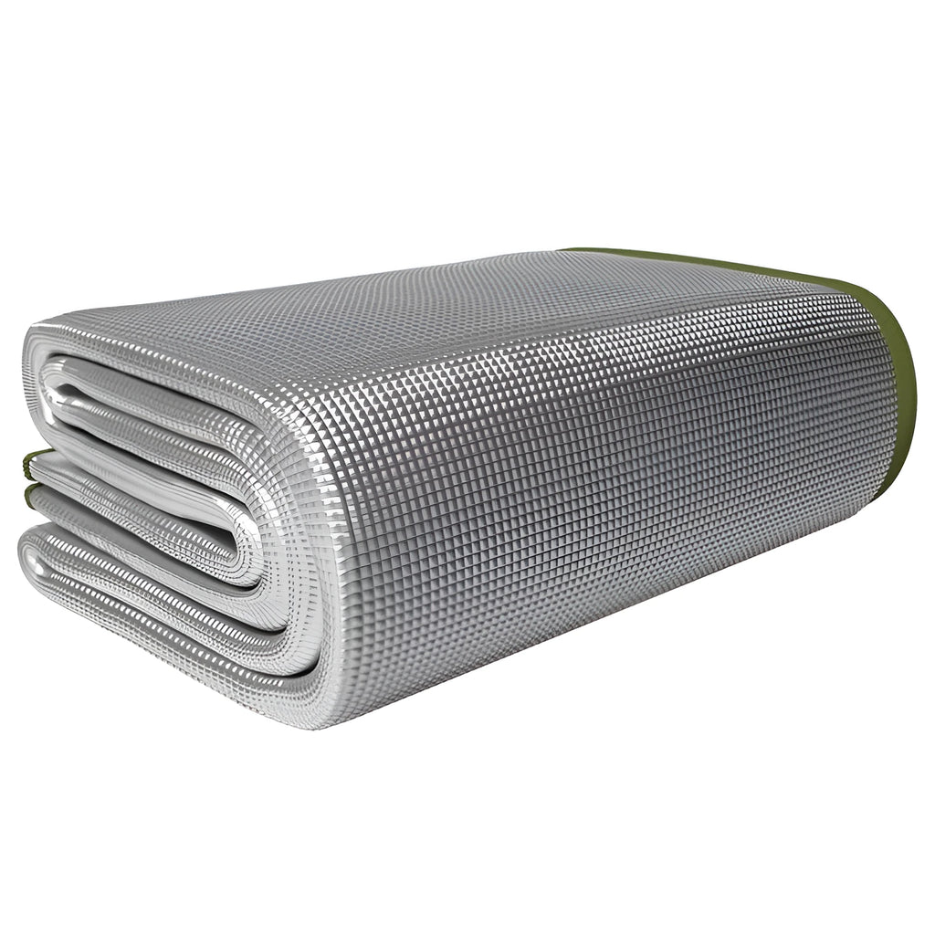 8mm thick pearl cotton explosion-proof camping mat in 200x200cm size on grass with tent background