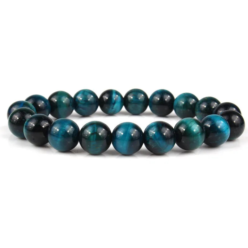 Natural tiger eye crystal bead bracelet in round geometric style for men and women.