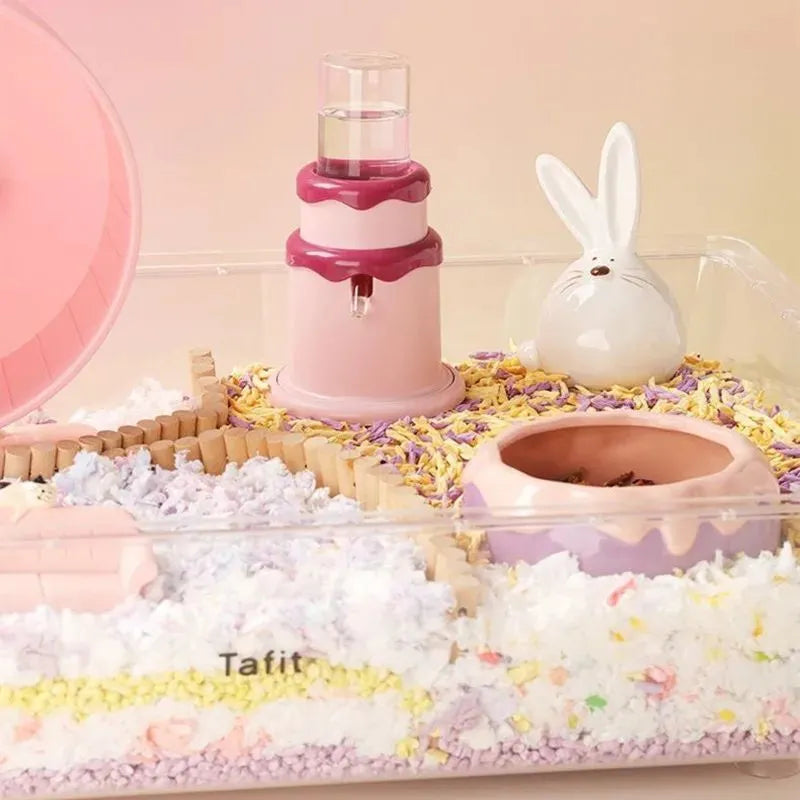 Cream Cake Hamster Kettle 125ml small pet drinker in high borosilicate glass with plastic cap, green colour
