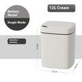 Square white automatic induction kitchen bin with sensor lid open, showing interior.