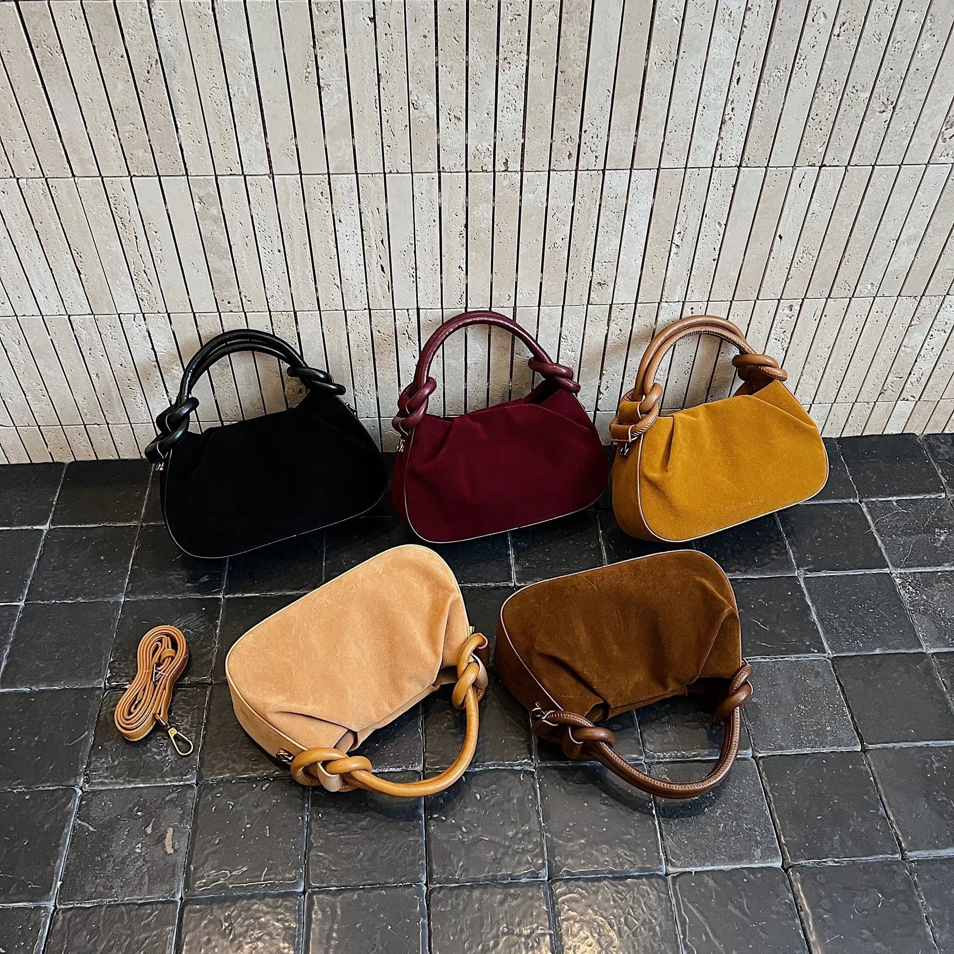 Trendy retro Korean style women's PU flap bag with letter stitching in black, horizontal square shape
