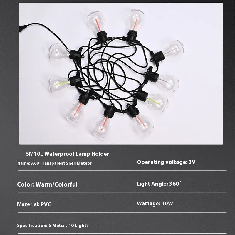 Waterproof outdoor decorative string lights with 10 LED lights on 5 metre cable for garden and wedding decoration