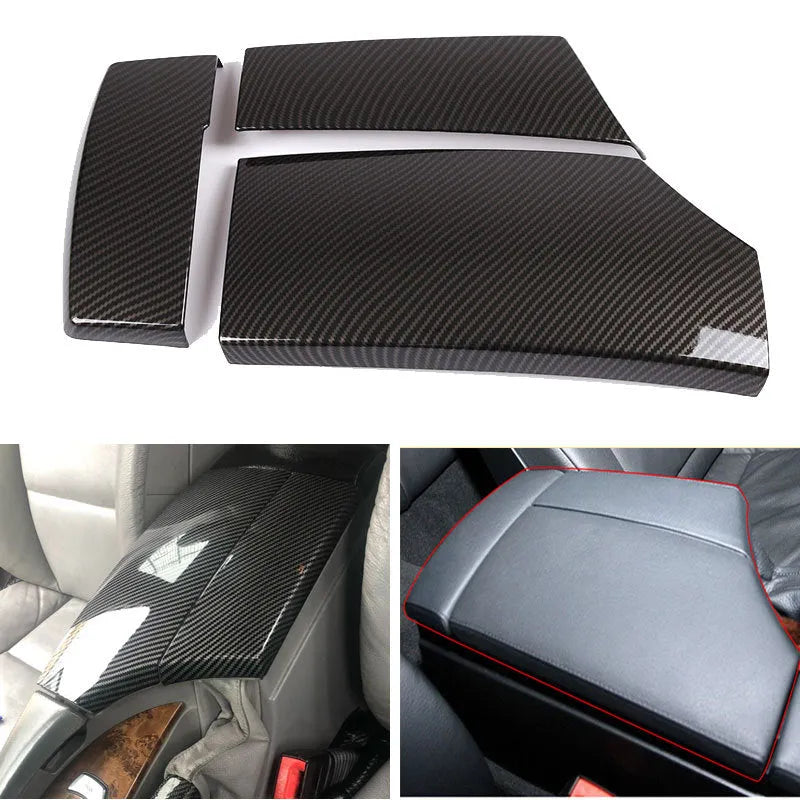 Three-piece ABS carbon fibre pattern protective cover for car centre console armrest box