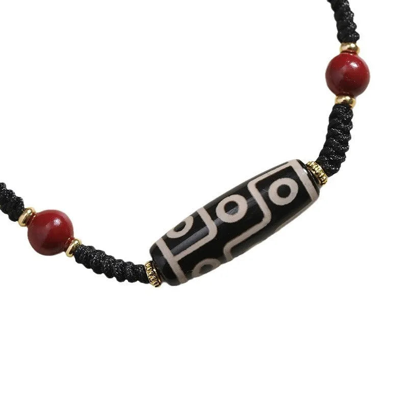 Men's Tibetan Agate Dzi Bead Bracelet with original design and adjustable shrinkable fit
