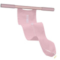 Grey and pink yoga stretching tool for shoulder, back, and hip exercises