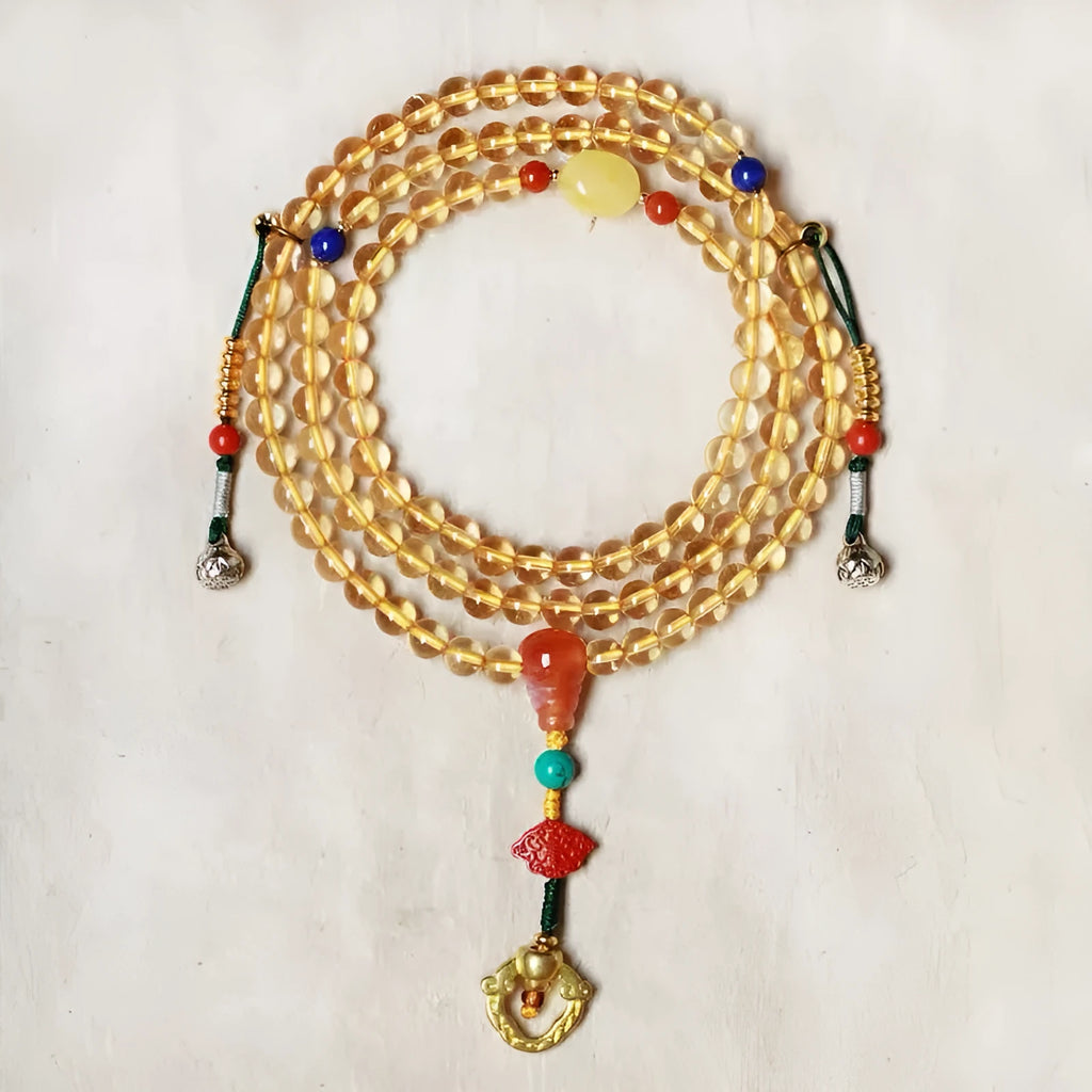Brazilian citrine bracelet with red and yellow colours on adjustable filament cord