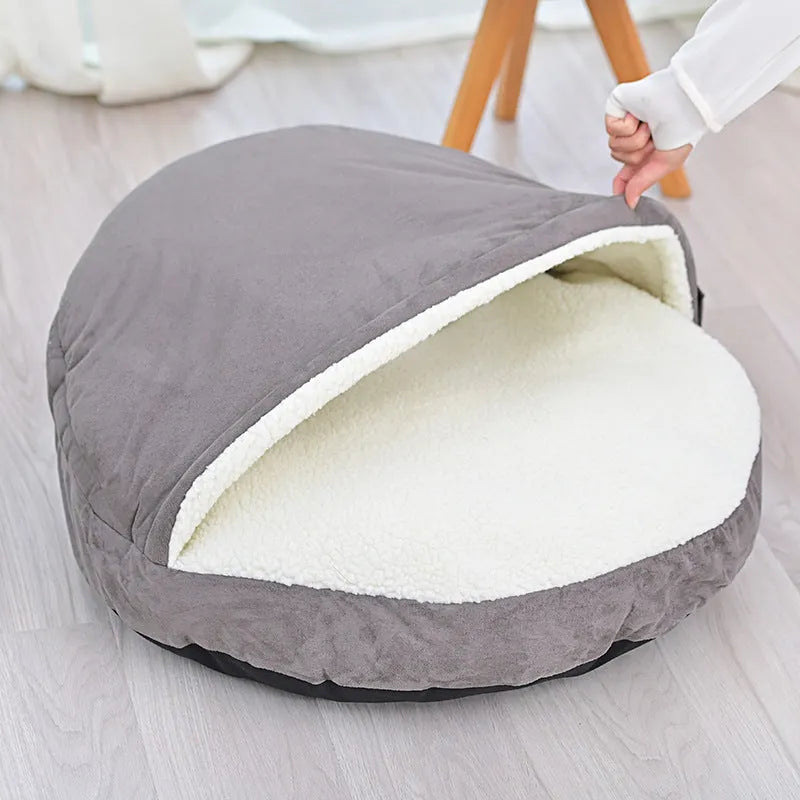 Brown and grey removable cloth dog kennel with washable cover in small and medium sizes