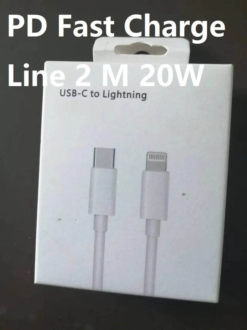 White 20W USB-C PD fast charger with UK plug and a coiled charging cable.