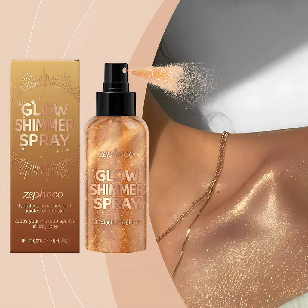 100ml Shiny Body Glitter Spray bottle with spray cap for face and body application.