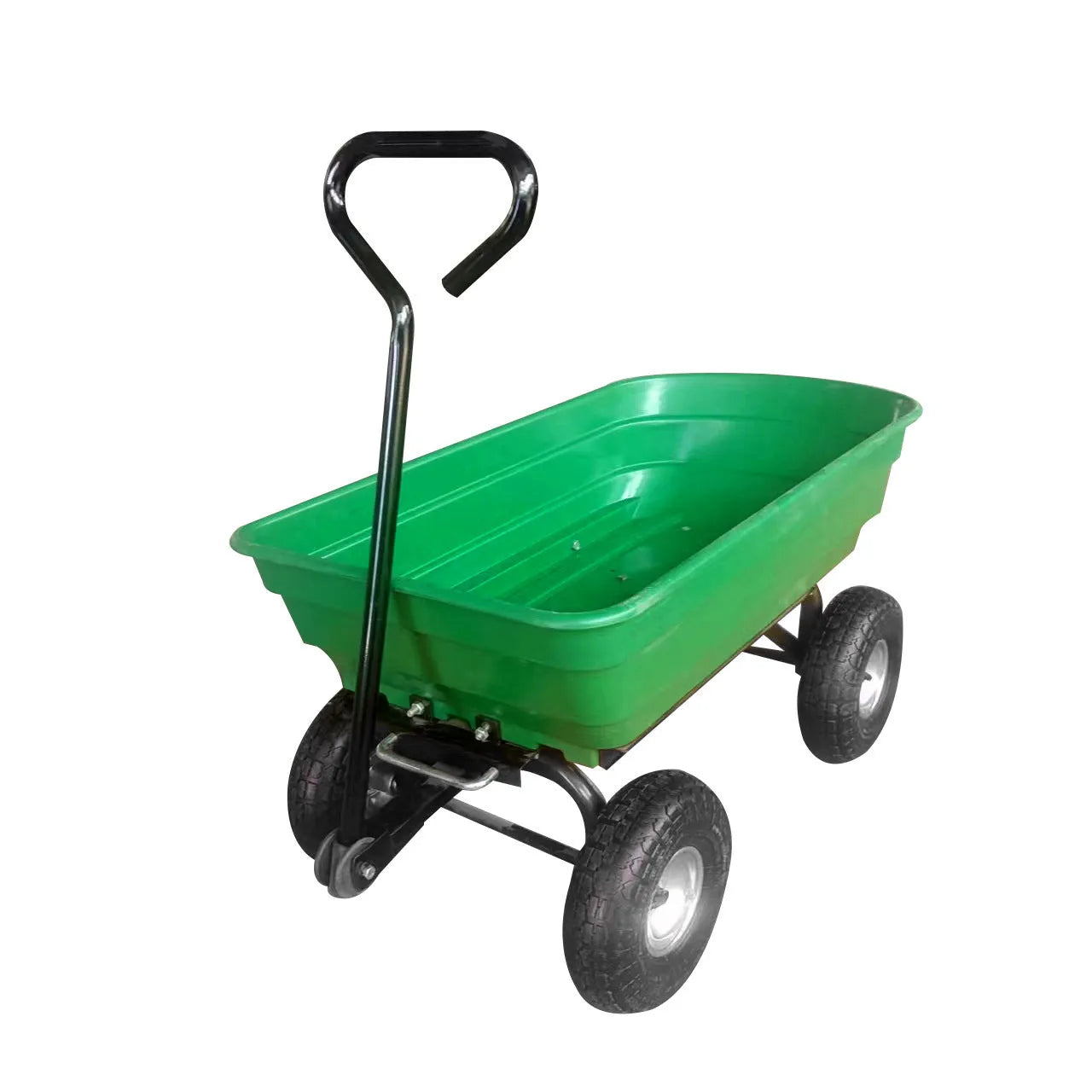 Green four-wheel dump truck model TC2145 with steel PP construction for agricultural hauling