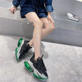 Women's leather thick-soled jelly high casual sports shoes in multiple colours with cross tie detail.