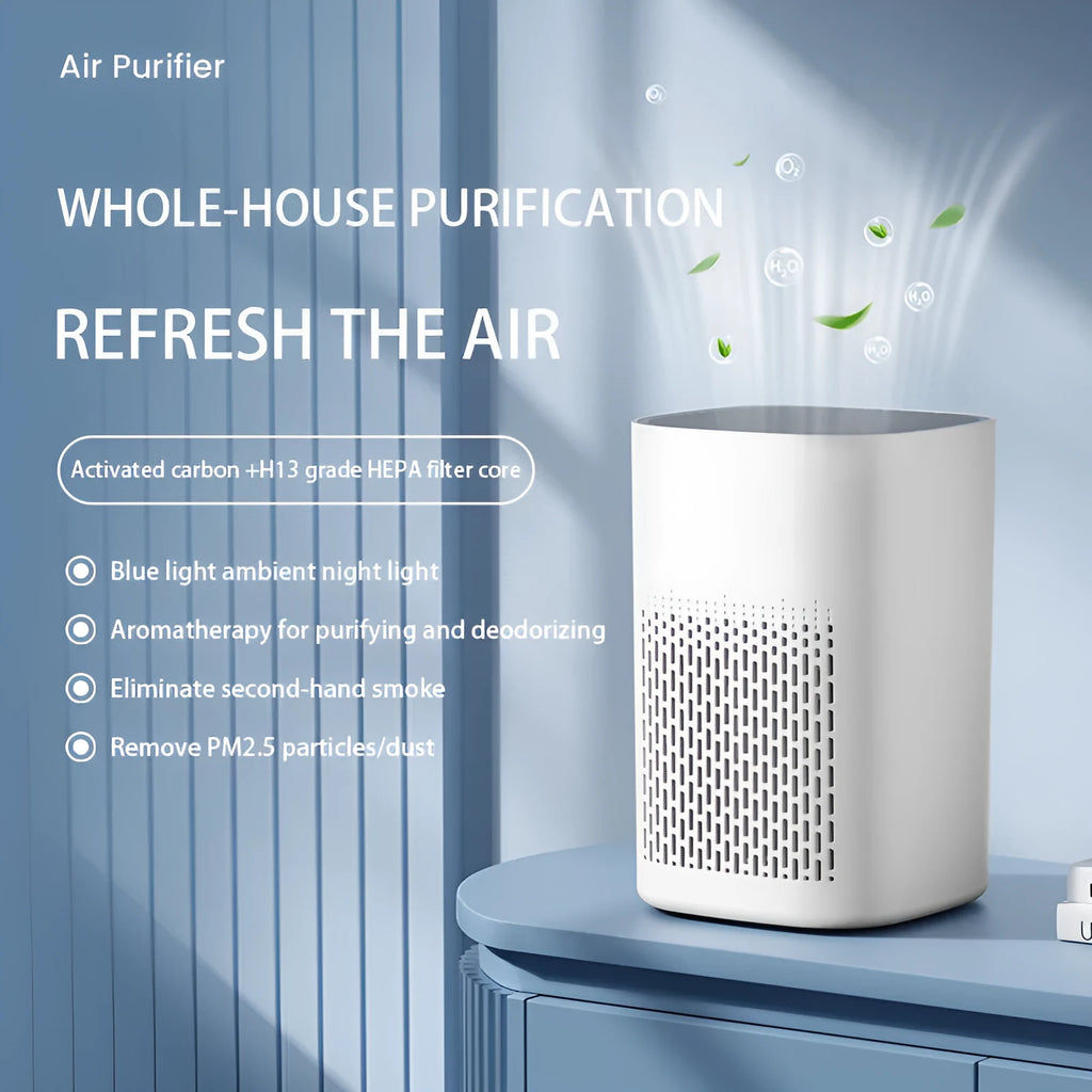 Simple style desktop air purifier with USB connection and panel heating for small rooms