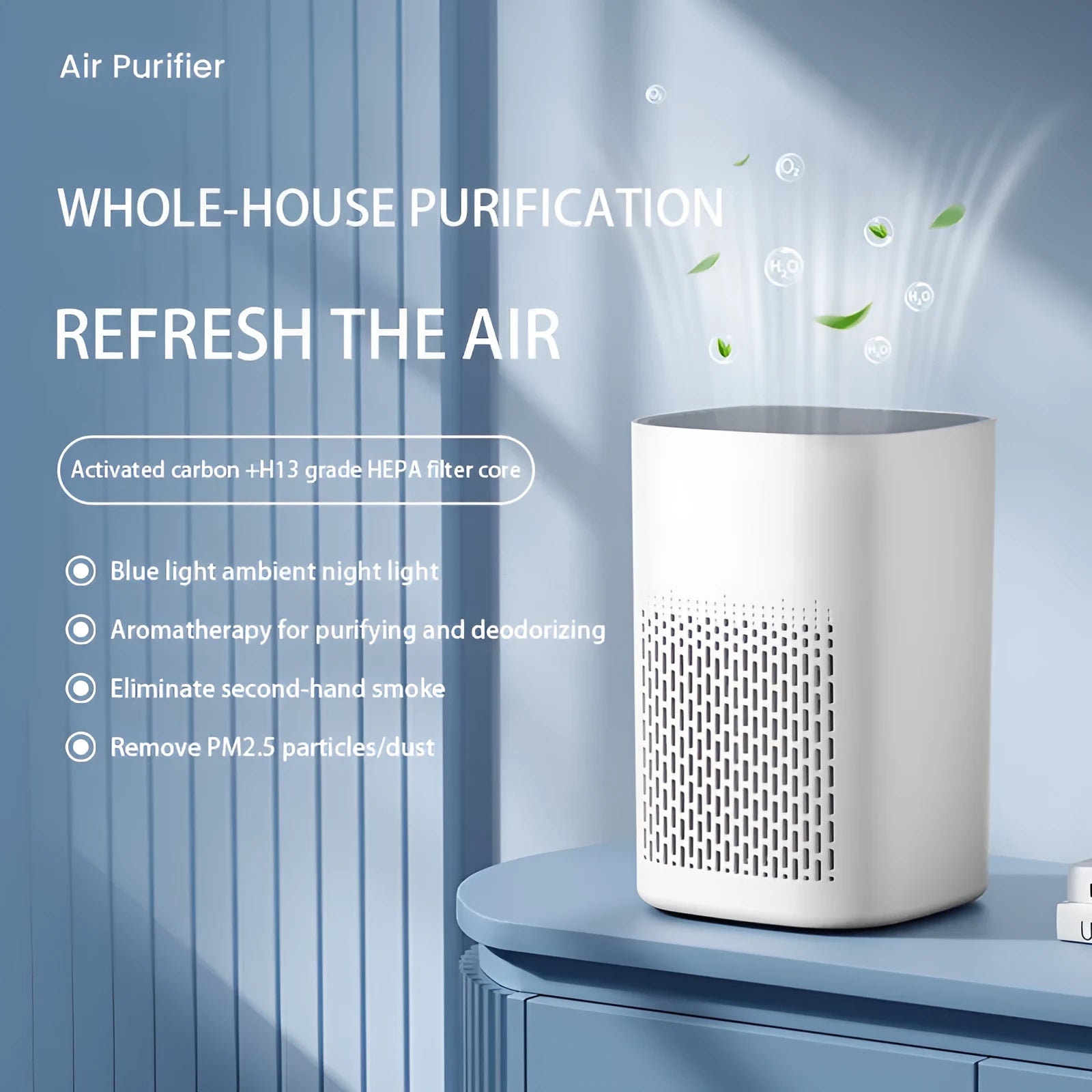 Simple style desktop air purifier with USB connection and panel heating for small rooms