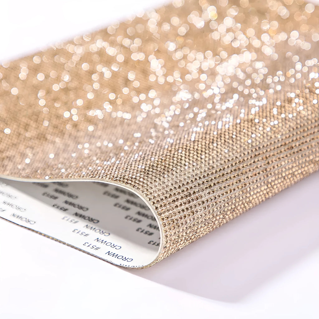 Rhinestone diamond sticker with eight-eye pattern on glue net backing in multiple colour options