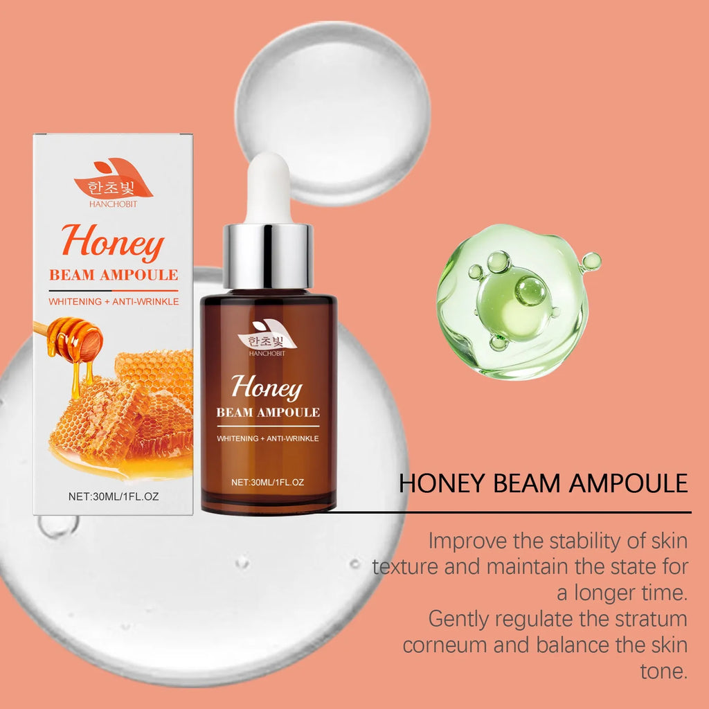 30ml bottle of moisturising facial liquid with honey and botanical extracts
